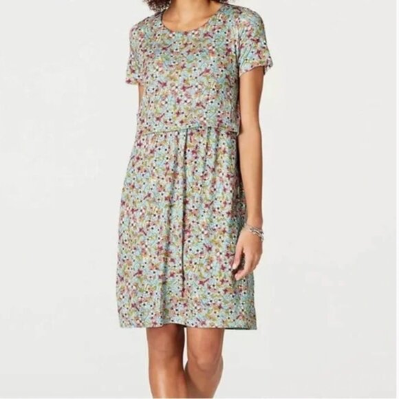 J. Jill Spring Floral Garden Layered Dress - Size M Modest Casual - Picture 1 of 8